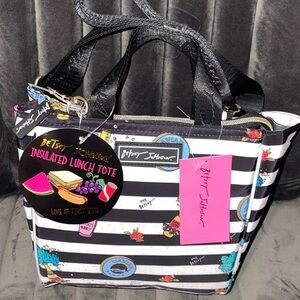 New Betsey Johnson Caviar Fancy Insulated Lunch Crossbody Tote Bag